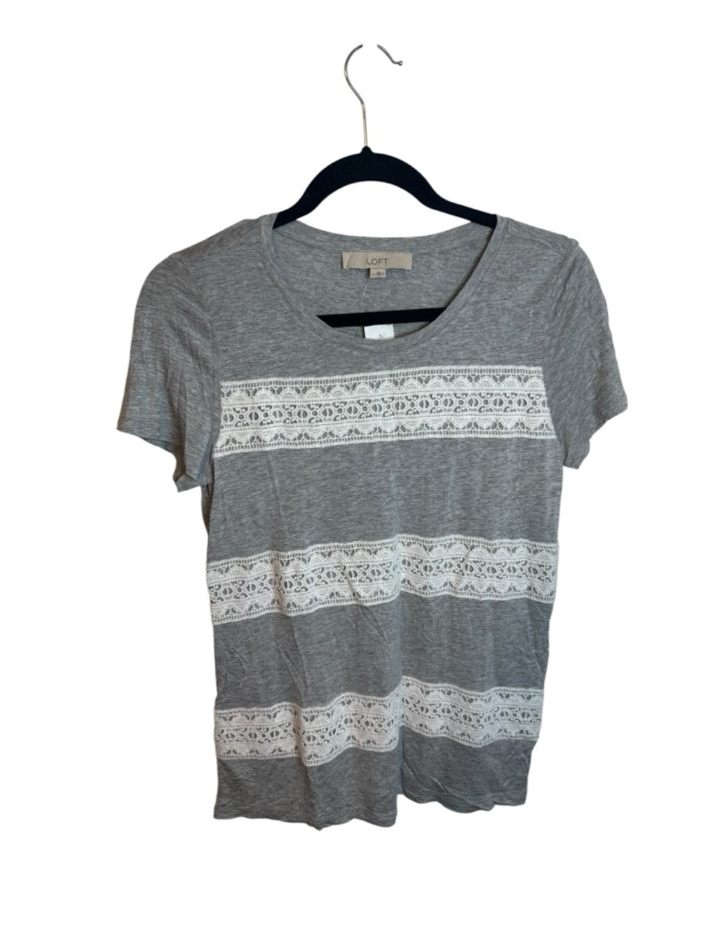 NWT Loft Gray Crochet Tee